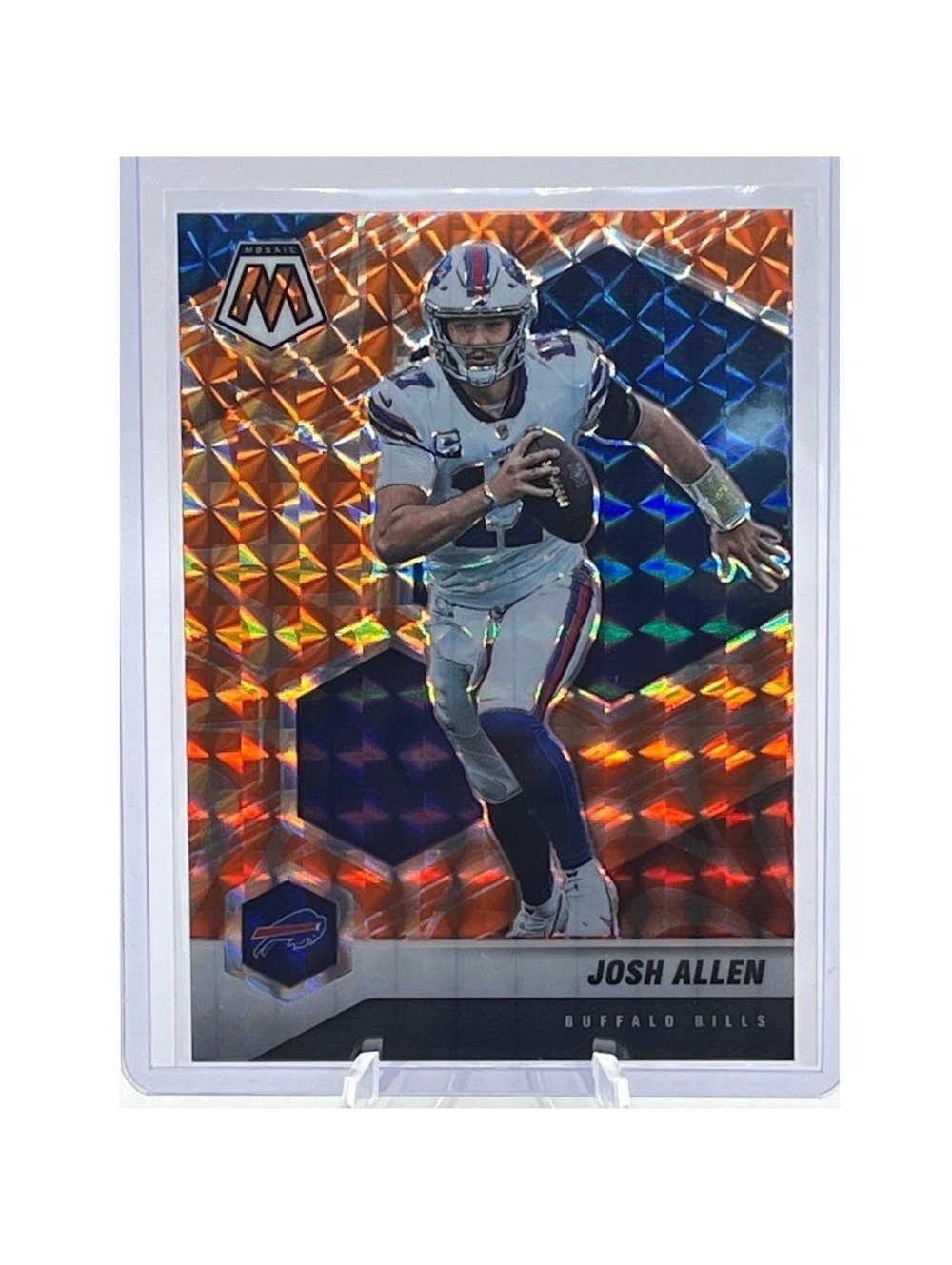 Josh Allen Orange Fluorescent Mosaic 2021 Panini Mosaic 26 NFL Buffalo Bills - Picture 3 of 4
